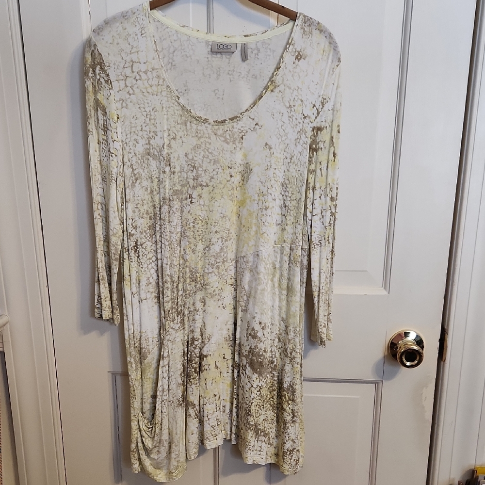 LOGO by Lori Goldstein Women's Cream and Yellow Top